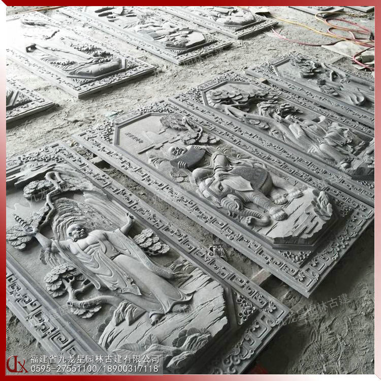 石雕十八羅漢浮雕